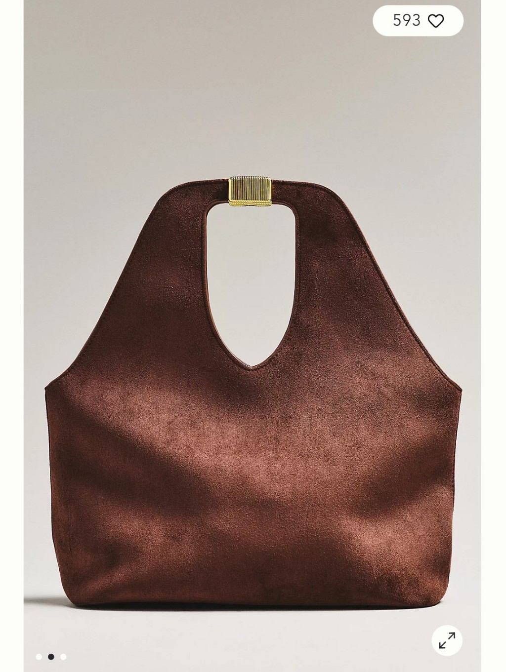 Nwt By Anthropology Faux-Suede Gilded Handle Tote Bag